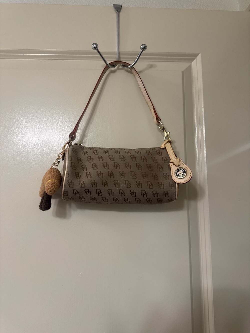 Y2K Vintage Dooney & Bourke Signature DB Monogram Canvas Barrel Bag